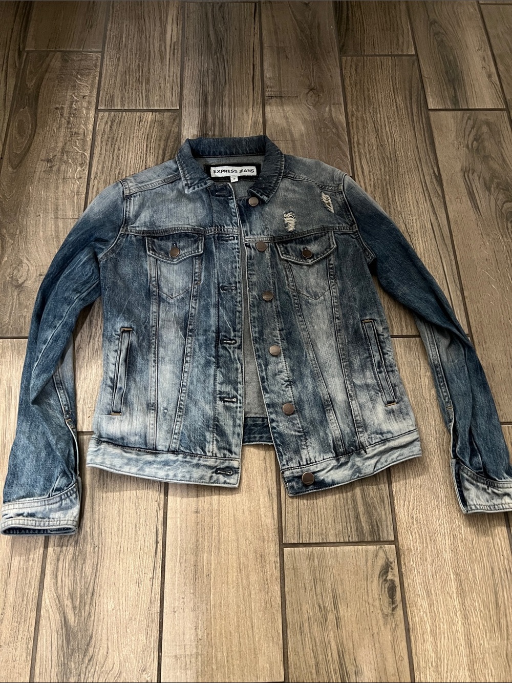Express Women’s Blue Washed Denim Jacket